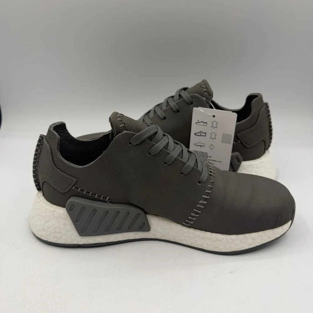 Adidas Wings & Horns WH‎ NMD_R2 Shoes Mens 8 Ash Grey Leather Sneakers BB3117
